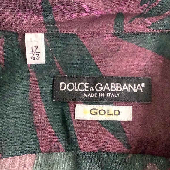 Dolce & Gabbana Gold Dark Dye Sheer Italian Button down dress shirt size 17 NWOT - Picture 6 of 16
